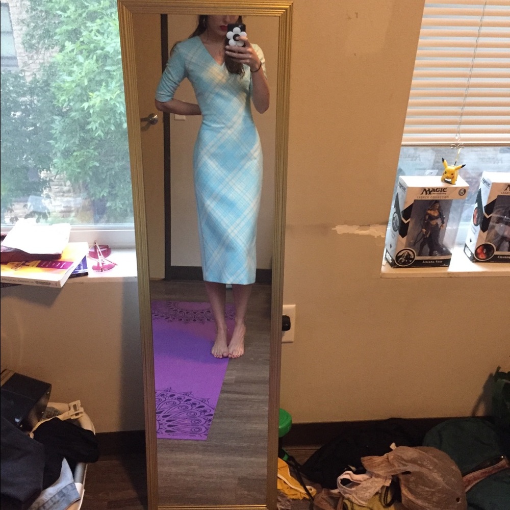 Kimora Lee Simmons Blue Wool Blend Dress